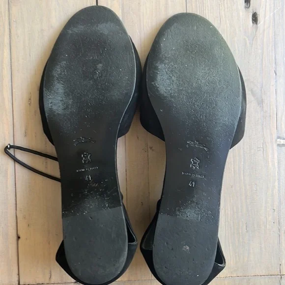 🆕 Longchamp Drawcord Leather and Suede Sandal in Black. Size 41 - Picture 6 of 7